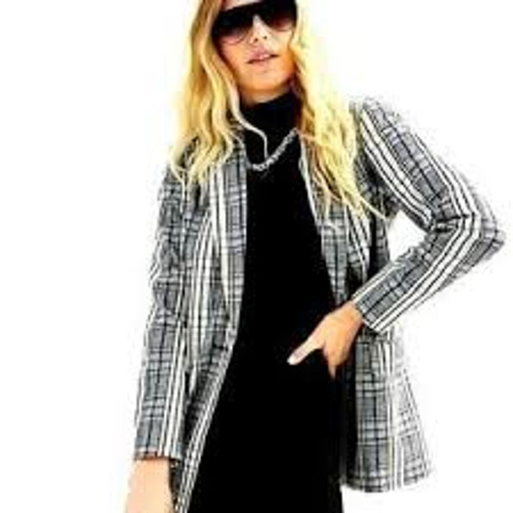 NINE WEST Plaid Blazer Jacket Office Work Large